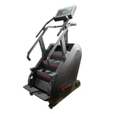 Kodiak Echo Commercial Stair Master Climber JL1048, black commercial stair climber with LED console, three-quarter front view