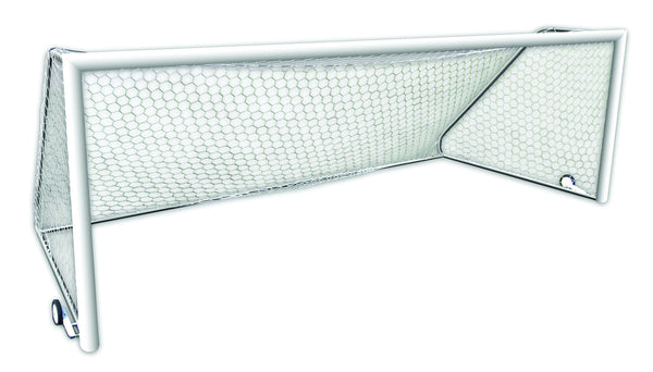 First Team World Class 40 round aluminum portable soccer goal with hexagonal mesh net