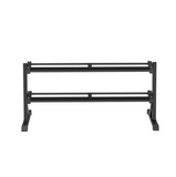 Echo Kodiak Hex Dumbbell 5-50lbs 2 Tier Rack: sturdy black organizer for weights, ideal for home or gym.