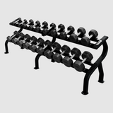 Troy 10 Pair Dumbbell Saddle Rack – Matte Black, shown loaded