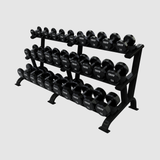 Troy 3 Tier 15 Pair Dumbbell Saddle Rack – Matte Black, angle view