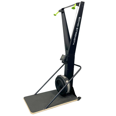Echo Kodiak Echo Commercial Ski Erg 02008 with green handles, digital display—ideal for full-body cardio and endurance.