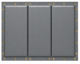 Kodiak Sports Folding Backstop Padding features gray panels, gold grommets, and three seams—ideal for chain link fences.