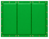 The Kodiak Sports Folding Backstop Padding for Baseball & Softball is green with 3 sections and metal grommets for mounting.