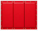 Kodiak Sports Folding Backstop Padding, red with stitched sections and gold grommets—ideal for chain link fences.