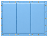 Kodiak Sports Folding Backstop Padding, light blue with gold grommets and 3 seams, ideal for chain link fences.