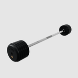 The Troy Barbell Pro-Style Rubber Encased Straight Barbell sits on a simple light gray background.