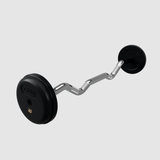Troy Pro-Style Rubber Encased Fixed Curl Barbell by Troy Barbell, 40 lb, on a plain gray background.