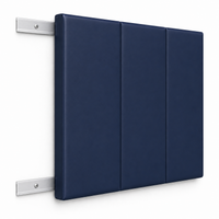 Kodiak Sports, LLC Indoor Sports Wood Backed Wall Padding, navy blue, 3 sections, mounted with metal system on white wall.
