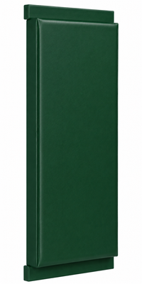 A closed, dark green rectangle: the Indoor Sports Wood Backed Wall Padding by Kodiak Sports, LLC with a plain vinyl cover.
