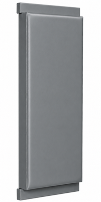 Kodiak Sports, LLC Indoor Sports Wood Backed Wall Padding, rectangular gray panel with metal edges and hidden mounts.