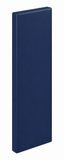 A Kodiak Sports Indoor Sports Wood Backed Wall Padding in dark blue vinyl stands upright against a white background.