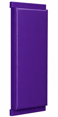 The Kodiak Sports Indoor Sports Wood Backed Wall Padding with purple UV vinyl stands upright against a white background.