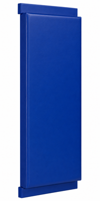 A blue Kodiak Sports Indoor Sports Wood Backed Wall Padding stands upright against a white background.