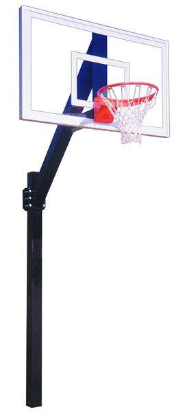 First Team Legend Jr. Pro fixed-height basketball hoop with 36x60 tempered glass backboard