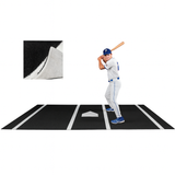 Baseball Nylon 6' x 12' Hitting Mat Black on White Background Batter in Box