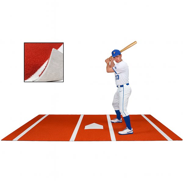 Baseball Nylon 6' x 12' Hitting Mat Clay on White Background Batter in Box
