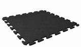 Athletic Textiles Kodiak Ready-Lock 2' x 2' x 3/8" black interlocking tile for gyms, shown against a white background.