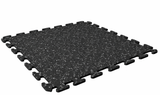 Athletic Textiles Kodiak Ready-Lock 2'x2'x3/8" black interlocking tile with white speckles, shown angled on white background.