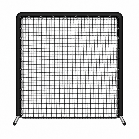 Kodiak Sports’ 7'x7' Pro Padded Wheeled Field Screen offers pro protection in a black frame with square grid.
