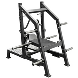 The Echo Kodiak Echo Plate Loaded Belt Squat HM97 is a black steel squat rack with safety bars, ideal for lower-body training.