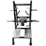The Echo Kodiak HM97 Plate Loaded Belt Squat, shown front-on, features foot platforms for lower-body strength training.