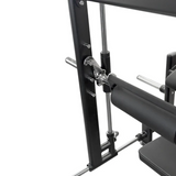 Close-up of Echo Kodiak Echo Plate Loaded 3D Hip Thrust PL7017, showing padded rollers and metal frame.