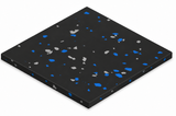 Athletic Textiles 1/4″ Kodiak rolled rubber flooring—black with blue/gray flecks, perfect for weight rooms.
