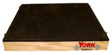 York Barbell Plyo Boxes feature a wooden platform, black top, and logo, with space for stackable plyo step-up boxes.